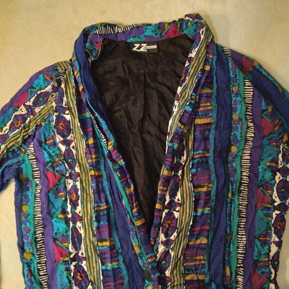 Vintage ZZ Michaels Abstract Pattern Summer Blazer - Picture 1 of 12